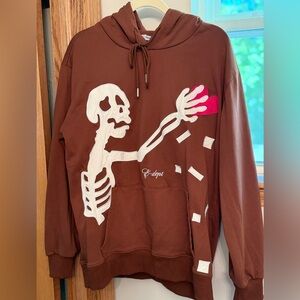 Aelfric Eden Hoodie Mens Size L. Stylish brown skeleton hoodie by Aelfric Eden.
